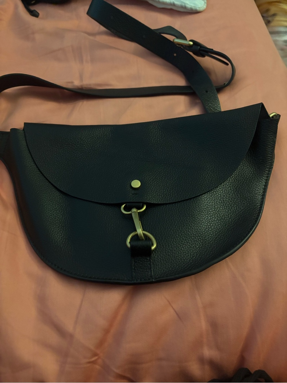 Banana Republic Factory Black Leather Crossbody with Gold Hardware